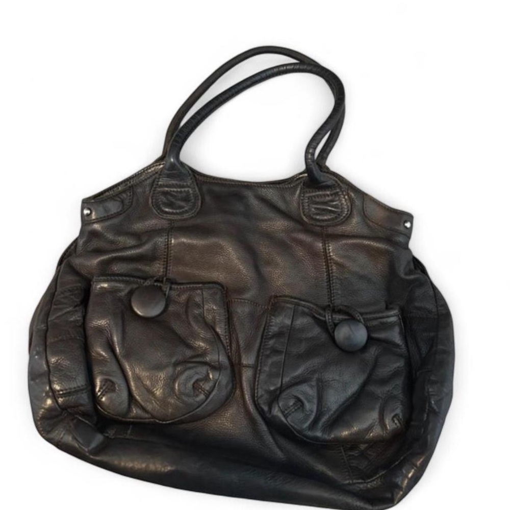 Oushka Dark Brown Slouchy, Utilitarian-style Shoulder bag.